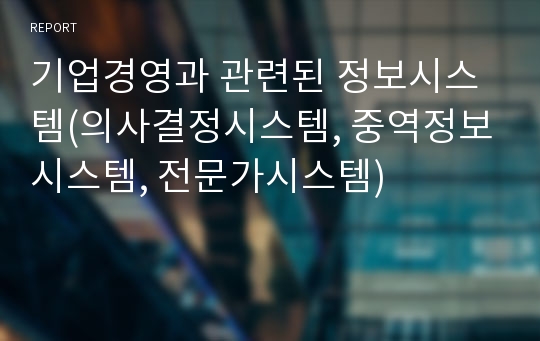 기업경영과 관련된 정보시스템(의사결정시스템, 중역정보시스템, 전문가시스템)