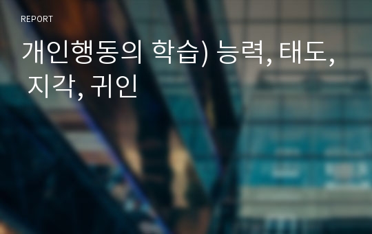 개인행동의 학습) 능력, 태도, 지각, 귀인