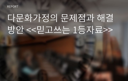 다문화가정의 문제점과 해결방안 &lt;&lt;믿고쓰는 1등자료&gt;&gt;