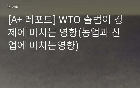 [A+ 레포트] WTO 출범이 경제에 미치는 영향(농업과 산업에 미치는영향)