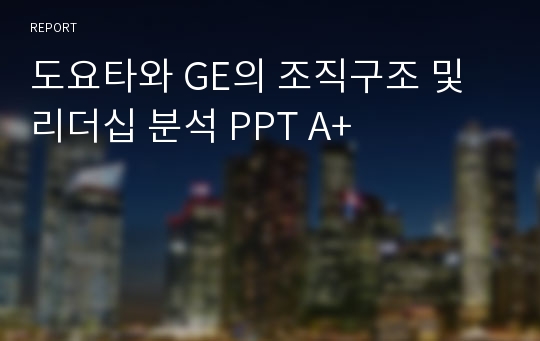 도요타와 GE의 조직구조 및 리더십 분석 PPT A+