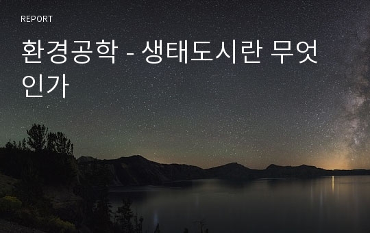 환경공학 - 생태도시란 무엇인가