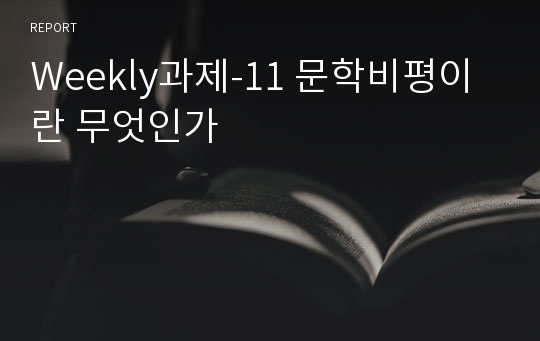 Weekly과제-11 문학비평이란 무엇인가