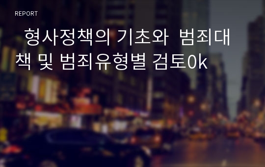   형사정책의 기초와  범죄대책 및 범죄유형별 검토0k