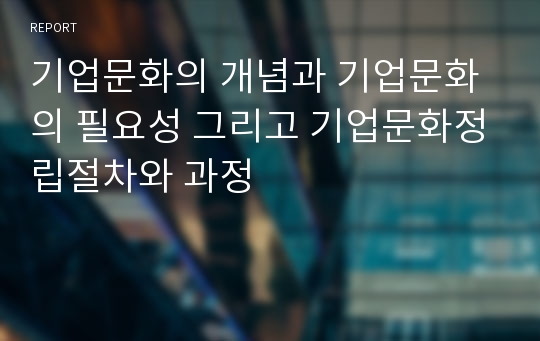 기업문화의 개념과 기업문화의 필요성 그리고 기업문화정립절차와 과정