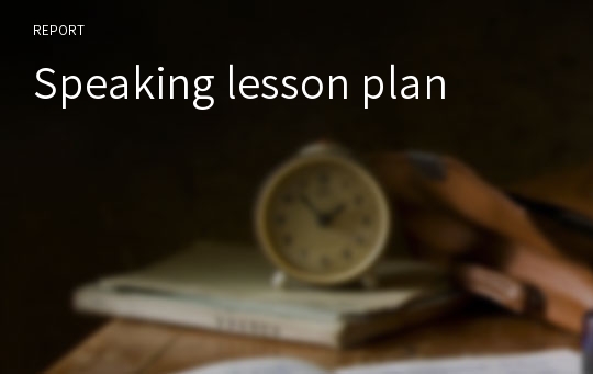 Speaking lesson plan