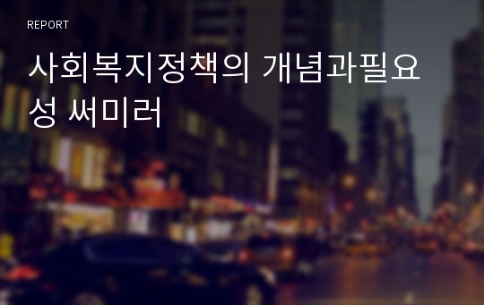 사회복지정책의 개념과필요성 써미러