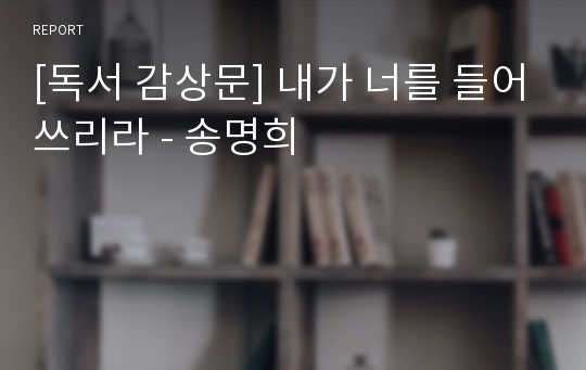 [독서 감상문] 내가 너를 들어쓰리라 - 송명희