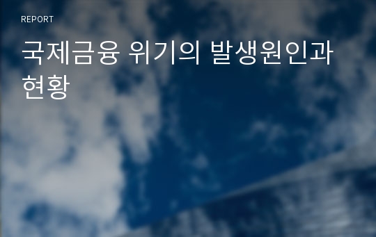 국제금융 위기의 발생원인과 현황