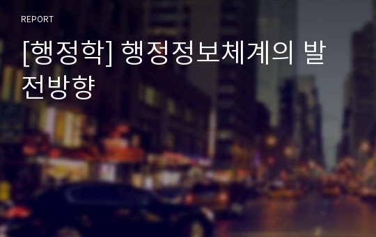 [행정학] 행정정보체계의 발전방향