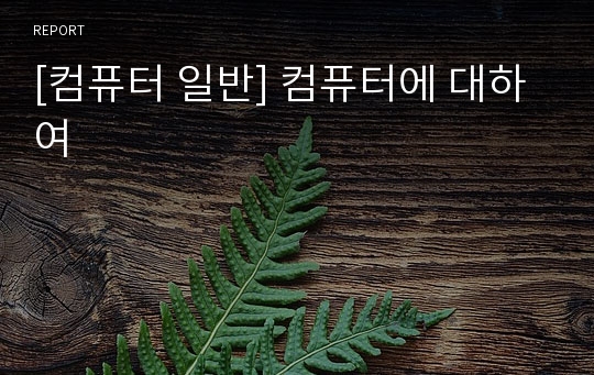 [컴퓨터 일반] 컴퓨터에 대하여