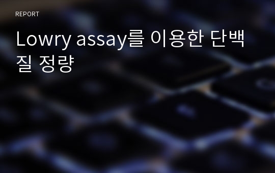 Lowry assay를 이용한 단백질 정량