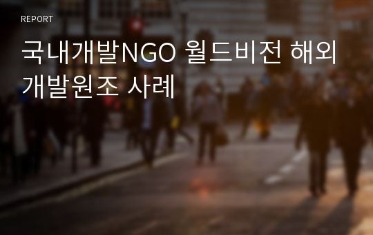 국내개발NGO 월드비전 해외개발원조 사례