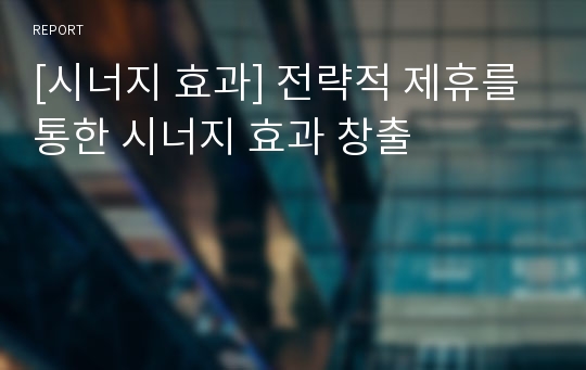 [시너지 효과] 전략적 제휴를 통한 시너지 효과 창출