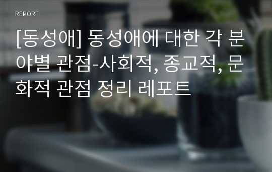 [동성애] 동성애에 대한 각 분야별 관점-사회적, 종교적, 문화적 관점 정리 레포트