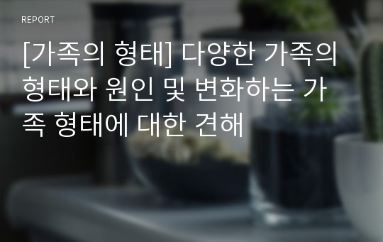 [가족의 형태] 다양한 가족의 형태와 원인 및 변화하는 가족 형태에 대한 견해