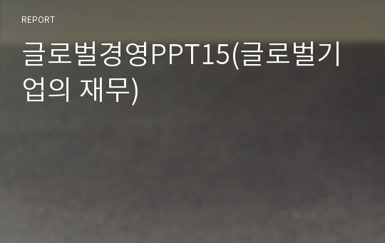 글로벌경영PPT15(글로벌기업의 재무)