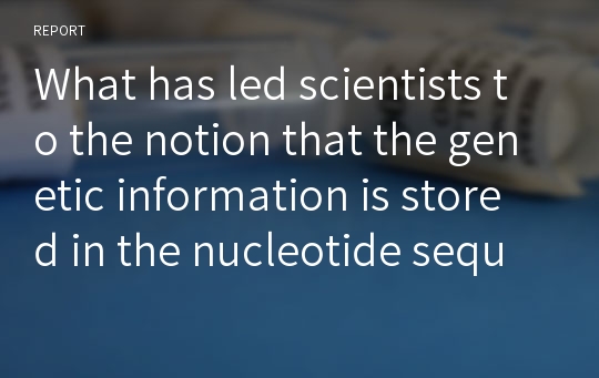 What has led scientists to the notion that the genetic information is stored in the nucleotide sequence of DNA?