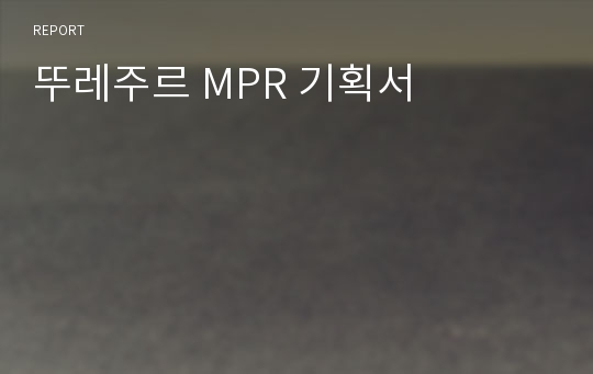 뚜레주르 MPR 기획서