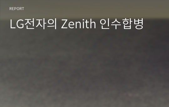 LG전자의 Zenith 인수합병