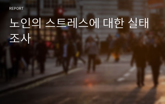 노인의 스트레스에 대한 실태조사