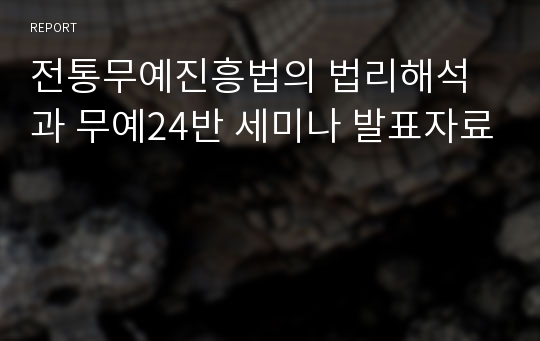 전통무예진흥법의 법리해석과 무예24반 세미나 발표자료