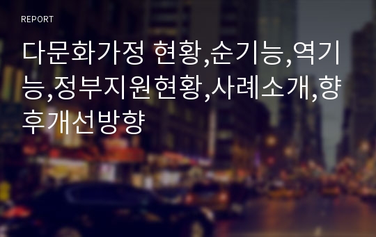 다문화가정 현황,순기능,역기능,정부지원현황,사례소개,향후개선방향