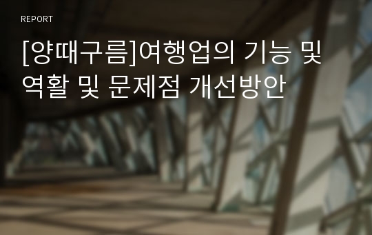 [양때구름]여행업의 기능 및 역활 및 문제점 개선방안