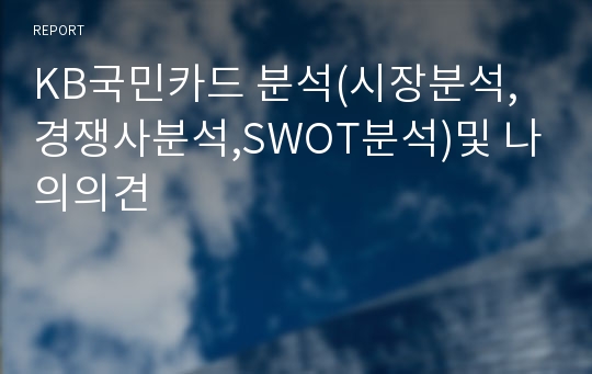 KB국민카드 분석(시장분석,경쟁사분석,SWOT분석)및 나의의견