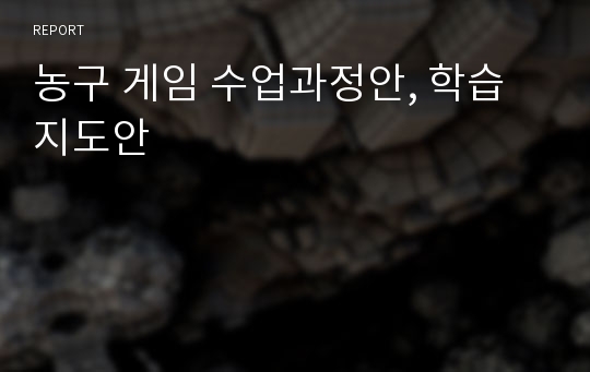 농구 게임 수업과정안, 학습지도안