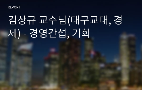 김상규 교수님(대구교대, 경제) - 경영간섭, 기회