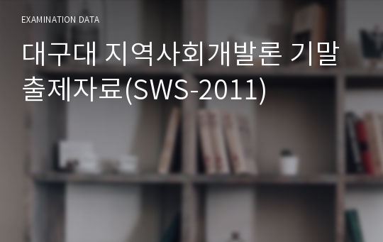 대구대 지역사회개발론 기말출제자료(SWS-2011)