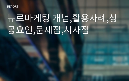 뉴로마케팅 개념,활용사례,성공요인,문제점,시사점