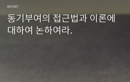 동기부여의 접근법과 이론에 대하여 논하여라.