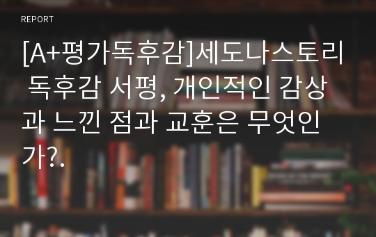 [A+평가독후감]세도나스토리 독후감 서평, 개인적인 감상과 느낀 점과 교훈은 무엇인가?.