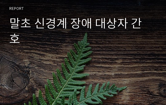 말초 신경계 장애 대상자 간호