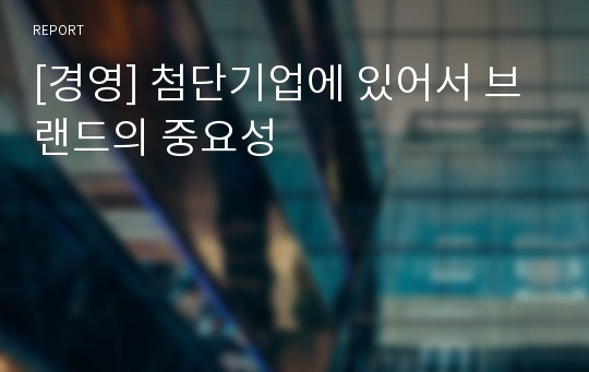 [경영] 첨단기업에 있어서 브랜드의 중요성