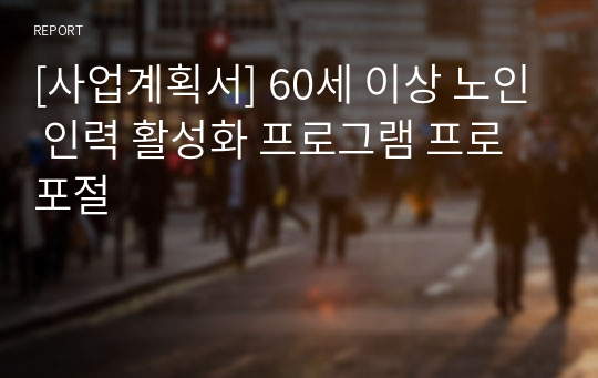 [사업계획서] 60세 이상 노인 인력 활성화 프로그램 프로포절