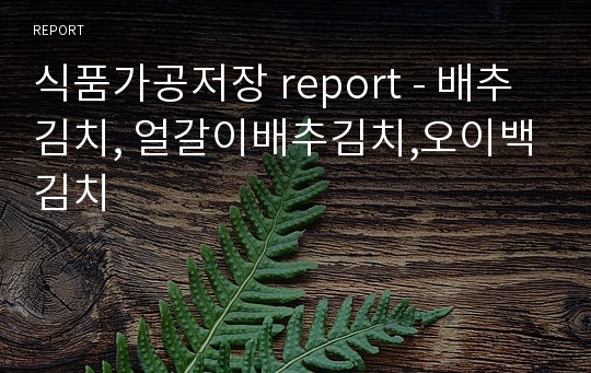 식품가공저장 report - 배추김치, 얼갈이배추김치,오이백김치