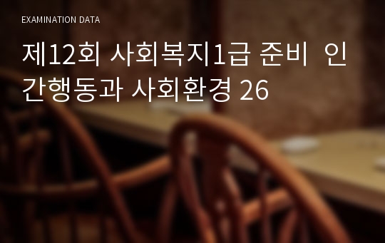 제12회 사회복지1급 준비  인간행동과 사회환경 26