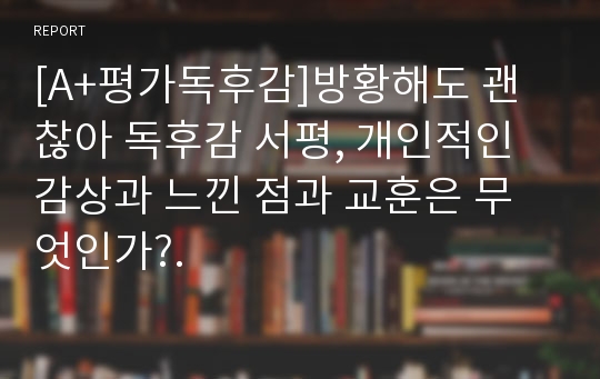 [A+평가독후감]방황해도 괜찮아 독후감 서평, 개인적인 감상과 느낀 점과 교훈은 무엇인가?.