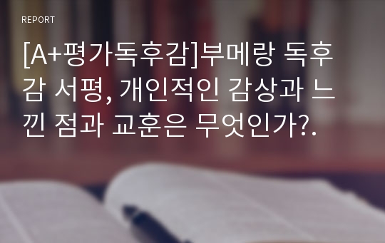 [A+평가독후감]부메랑 독후감 서평, 개인적인 감상과 느낀 점과 교훈은 무엇인가?.