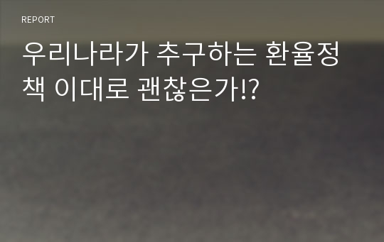 우리나라가 추구하는 환율정책 이대로 괜찮은가!?