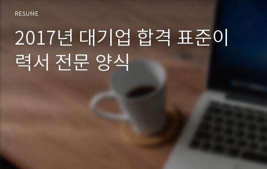 2017년 대기업 합격 표준이력서 전문 양식