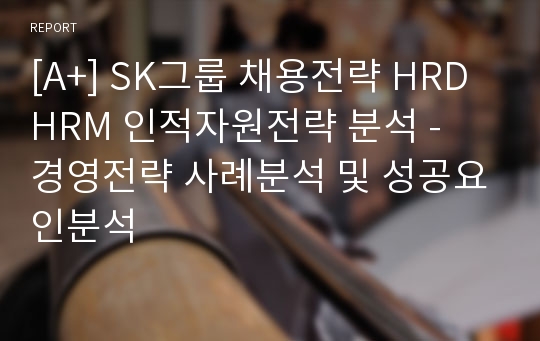 [A+] SK그룹 채용전략 HRD HRM 인적자원전략 분석 -  경영전략 사례분석 및 성공요인분석