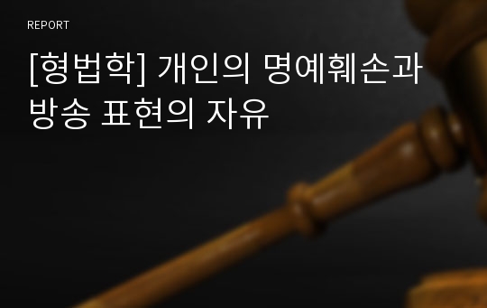 [형법학] 개인의 명예훼손과 방송 표현의 자유