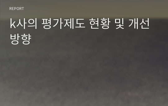 k사의 평가제도 현황 및 개선방향