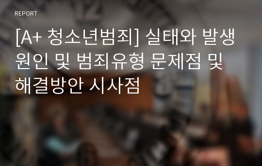 [A+ 청소년범죄] 실태와 발생원인 및 범죄유형 문제점 및 해결방안 시사점