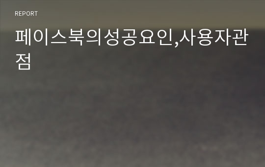 페이스북의성공요인,사용자관점