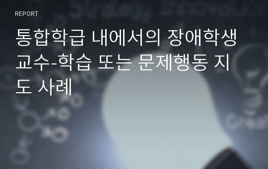 통합학급 내에서의 장애학생 교수-학습 또는 문제행동 지도 사례